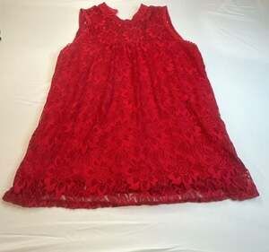 Eve & Maddie Women's Red Lace Sleeveless Blouse Top